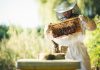 Young beekeeper taking care of bee hives. Shallow DOF. Developed from RAW; retouched with special care and attention; Small amount of grain added for best final impression. 16 bit Adobe RGB color profile.