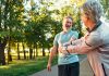 Seniors lifestyle. Copy space. Outdoors activities.