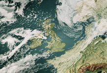 Storm Lilian 2024 Cloud Map United Kingdom 3D Render Color