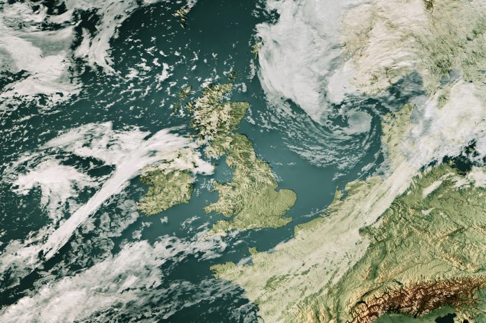 Storm Lilian 2024 Cloud Map United Kingdom 3D Render Color