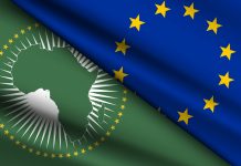 High Quality background with Two Flags of EU and AU