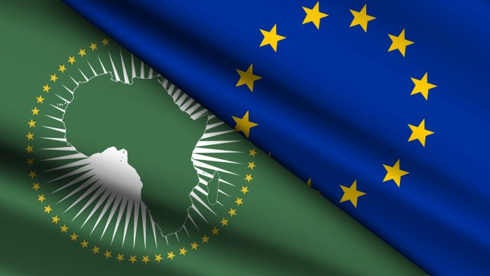 High Quality background with Two Flags of EU and AU
