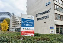 St. Thomas’ Hospital in central London, England.