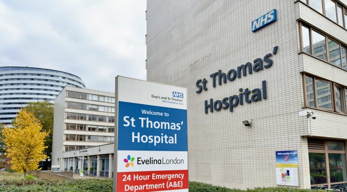 St. Thomas’ Hospital in central London, England.