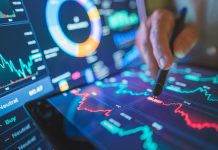 Financial technology with AI data applying artificial intelligence robotic trading in mobile app platform cryptocurrencies and invest in digital asset cryptocurrency