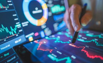 Financial technology with AI data applying artificial intelligence robotic trading in mobile app platform cryptocurrencies and invest in digital asset cryptocurrency