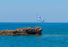 greek flag on island