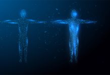 Low poly wireframe Human Body. Abstract Illustration form lines, triangles and
