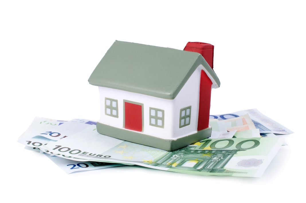 The toy house for euro banknotes isolated