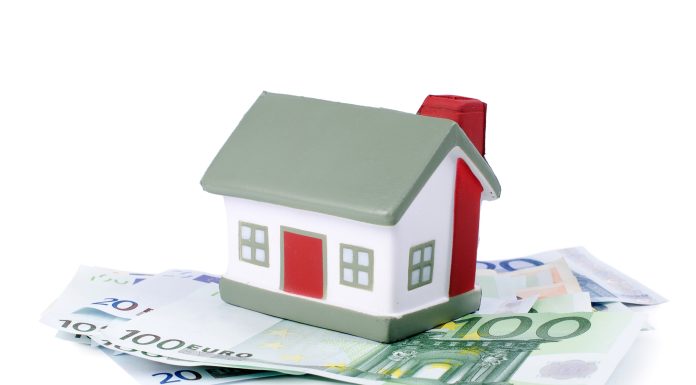 The toy house for euro banknotes isolated