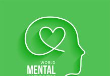 10th october world mental health day green concept poster in line style