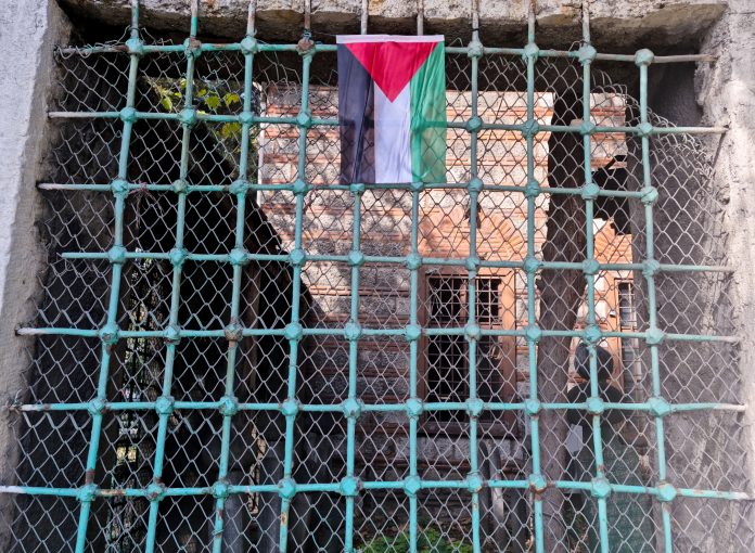 Palestinian Flag in cemetary