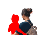cutout of a parent carrying a child - the child is blank