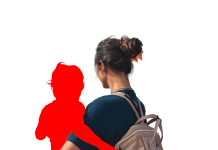 cutout of a parent carrying a child - the child is blank
