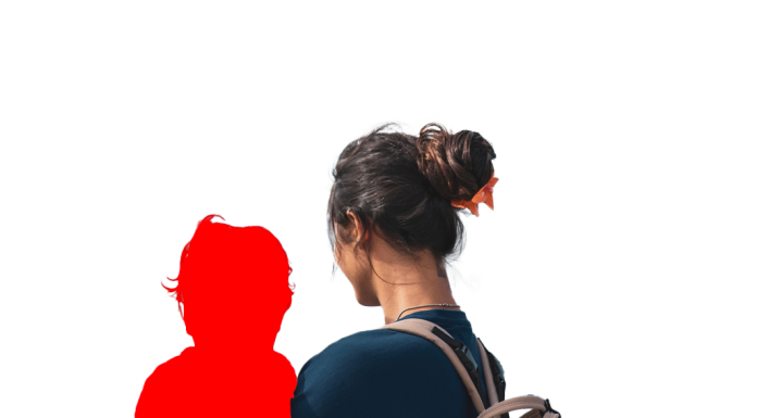 cutout of a parent carrying a child - the child is blank