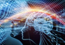 Consciousness research: The science that changes everything for CEOs Human Mind series. Creative arrangement of brain, human outlines and fractal elements as a concept metaphor on subject of technology, science, education and human mind