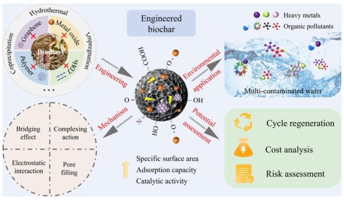 Engineered biochar for simultaneous removal of heavy metals and organic pollutants from wastewater: mechanisms, efficiency, and applications Credit Nana Wang, Bing Wang, Hailong Wang, Pan Wu, Masud Hassan, Shengsen Wang & Xueyang Zhang Engineered biochar for simultaneous removal of heavy metals and organic pollutants from wastewater: mechanisms, efficiency, and applications Credit Nana Wang, Bing Wang, Hailong Wang, Pan Wu, Masud Hassan, Shengsen Wang & Xueyang Zhang