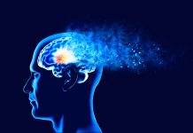 New tool predicts Alzheimer’s risk years before symptoms Memory lapses, forgetting things, degenerative disease. Brain problems. Parkinson and alzheimer desease. Mental health. Stroke, synapses and neurnons interaction. Face side view. 3d rendering