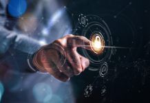 touching at key privacy for identity to access. technology security safety system to protect hacker.