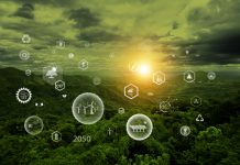 The EU invests €2.9 billion to accelerate net-zero technologies Net zero in 2050, ESG eco concept. green nature The concept of reaching net zero Round green energy icon Invest in environment, society and governance. Carbon dioxide emission in industry net zero.