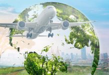 Why the aviation sector must embrace Sustainable Aviation Fuel now Sustainable aviation fuel concept. Net zero emissions flight. Sustainability transportation. Eco-friendly aviation fuel. Air travel. Future of flight with green innovation. Airplane use biofuel energy