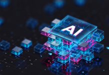 Artificial Intelligence Processor Concept. AI Big Data Array