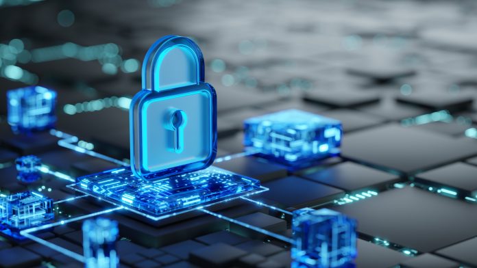 Network security and data safety concept. Shield, glass 3d icon on abstract dark geometric background as symbol of data server or computer network Network security and data safety concept. Shield, glass 3d icon on abstract dark geometric background as symbol of data server or computer network