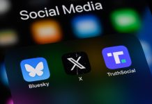 Toronto, Canada - December 13, 2024: Social media apps on a smartphone - Bluesky, X (formerly Twitter), Truth Social.