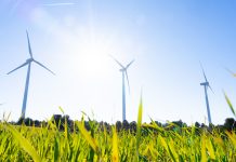 Wind turbines generating renewable energy at Serra of Rubió wind farm in Barcelona, Spain, symbolizing sustainable power and a cleaner future.