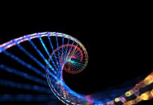 DNA abstract digital visualization. Changes in the genome, scientific transformations