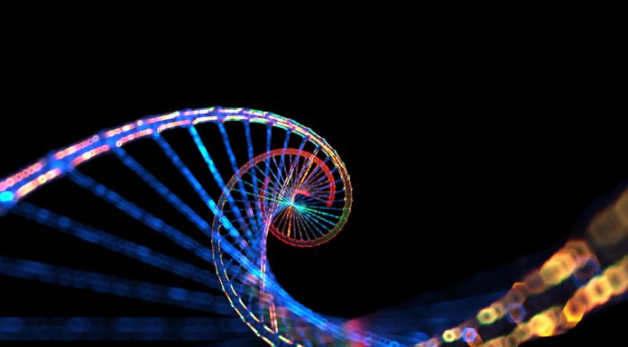 DNA abstract digital visualization. Changes in the genome, scientific transformations