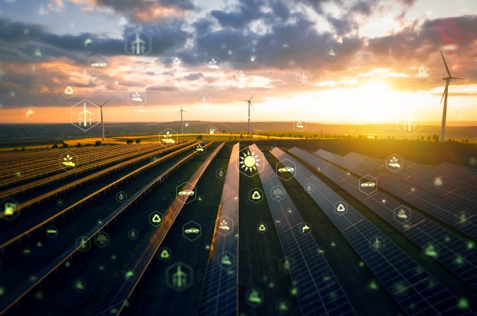 Wind energy and sustainable resources. Renewable energy technology.Sustainable Development Goals (SDGs).Renewable resource technology to reduce pollution and carbon emissions.