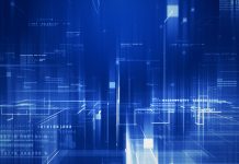 Abstract digital background featuring glowing blue lines, floating data elements, and futuristic tech innovation, Technology data network connect, Digital data transfer background 3D Rendering