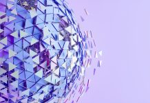 Abstract Triangular Fragmented Sphere Background, Futuristic Technology Concept