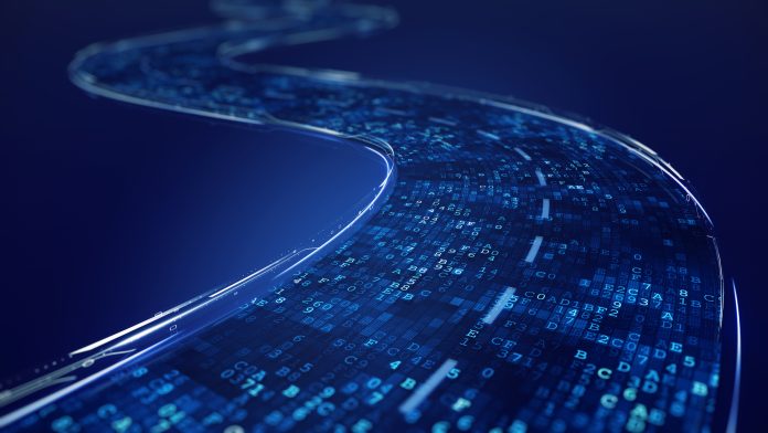 Digital road - Digital Code road concept - 3d illustration