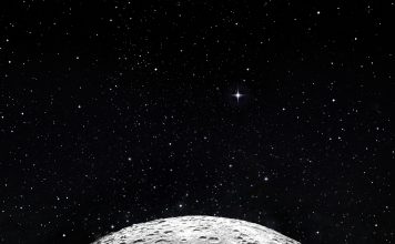 half moon surface and starry space