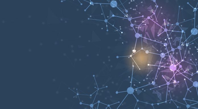 Neural network concept. Connected cells with links. High technology process. Abstract futuristic background