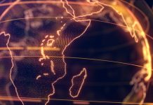 Cinematic Digital Technological Earth, Africa continent and its surroundings