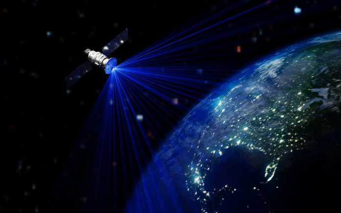 Satellite In Space Station Orbiting Earth