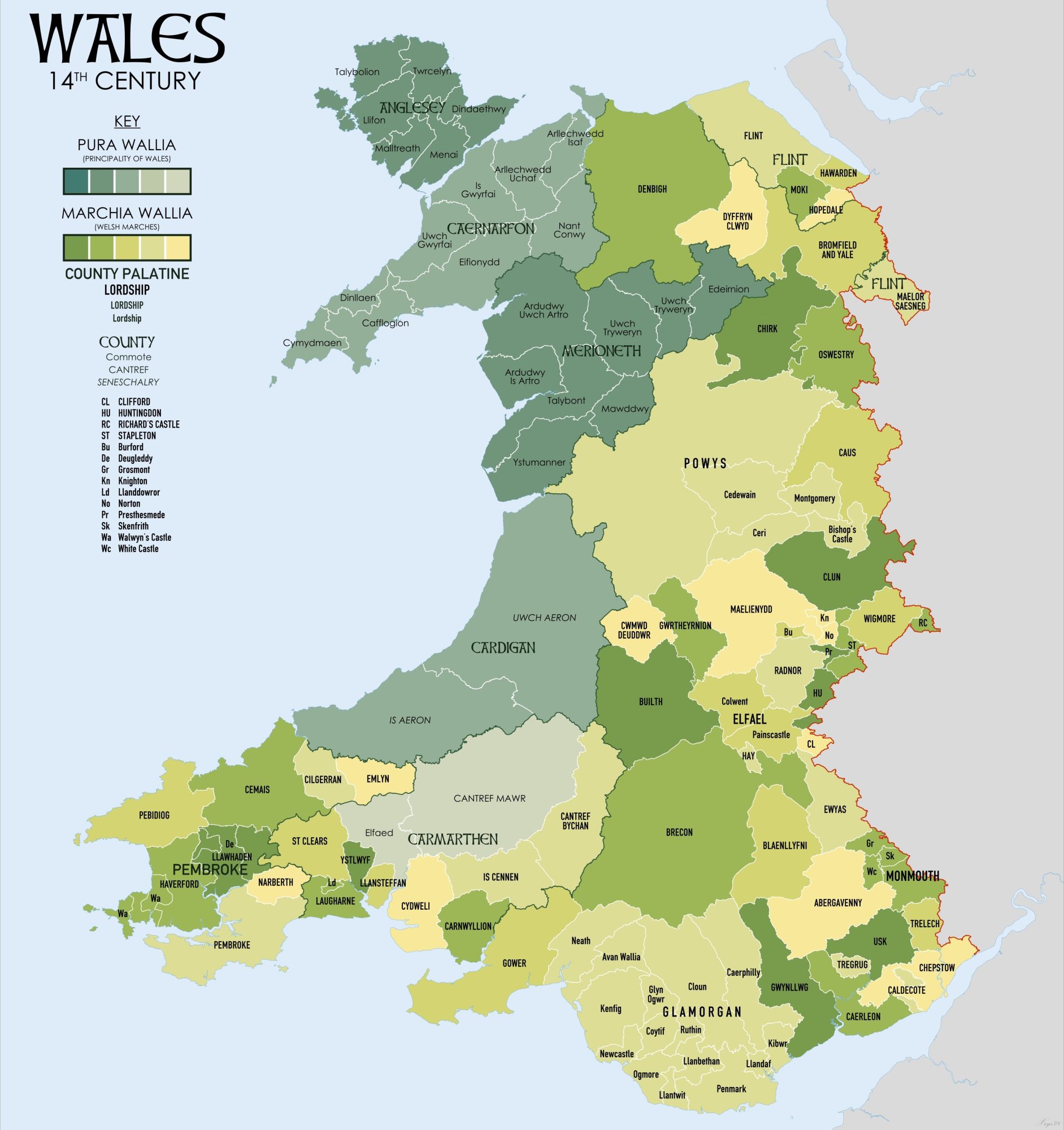 Fig. 2: Wales and the Marches in the Fourteenth Century, courtesy of Chris Diamond