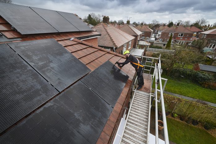 fitting the rooftop solar panels