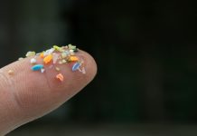 Soft focus on a micro plastic particles that cannot be recycled with copy space on the right.