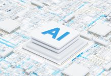 AI assisted CPU on motherboard. Digitally generated image. 3d render.