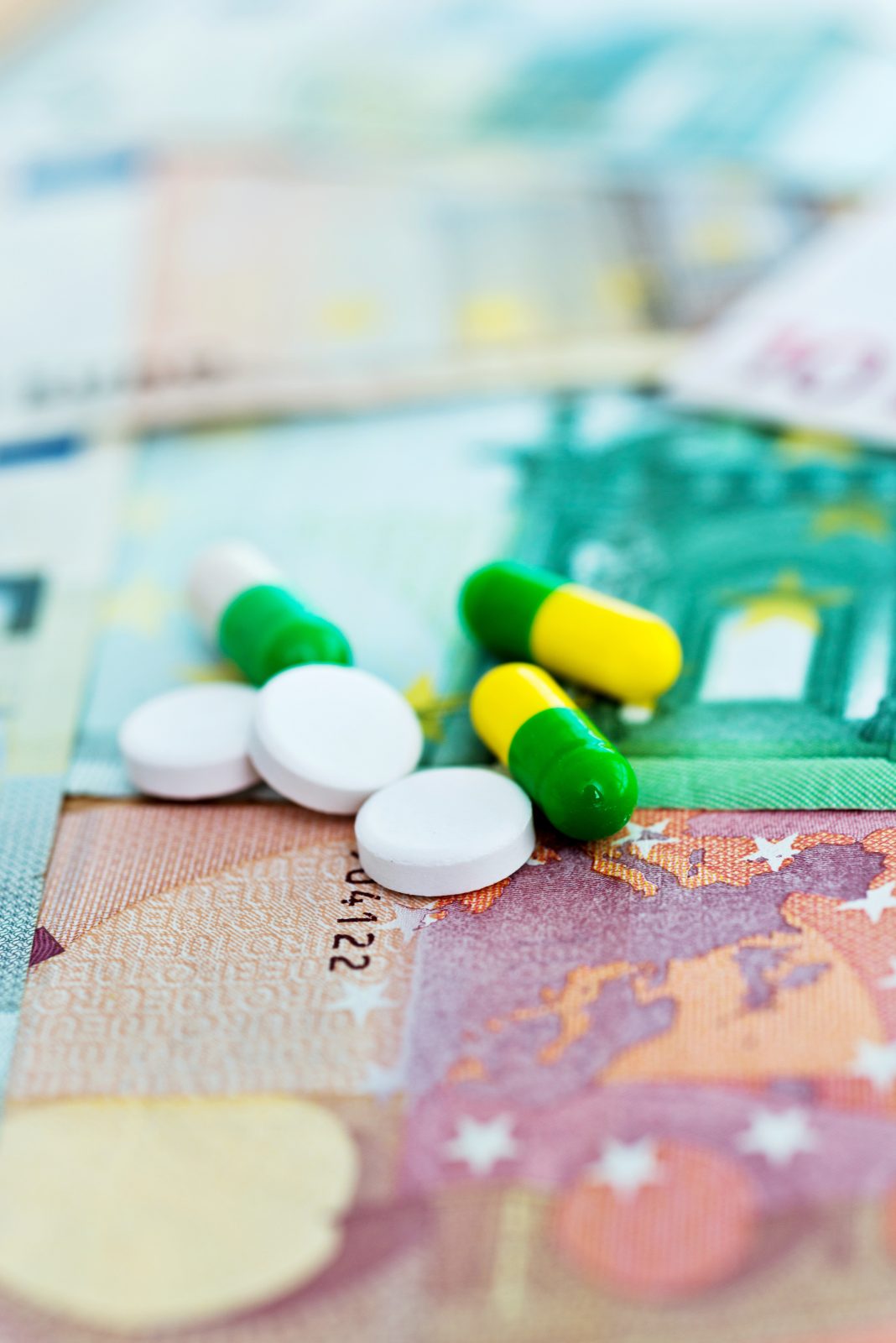 Some pills on European union currency.
