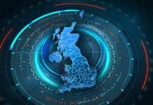 AI fellows join the UK Government to modernise public services UK Map Links with Futuristic HUD Virtual Interface background details