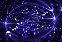 Communication Connection Fiber Optic Spiral Particle AI Quantum Network Speed Vortex Unity Exploding Epicenter Abstract Tunnel Navy Blue Neon LED Light Beam Trail Laser Igniting Orbiting Pattern Big Data WEB3 5G Circle Bokeh Ultra Violet Black Background Technology Futuristic Fantasy Fractal Art Digitally Generated Image for presentation, flyer, card, poster, brochure, banner